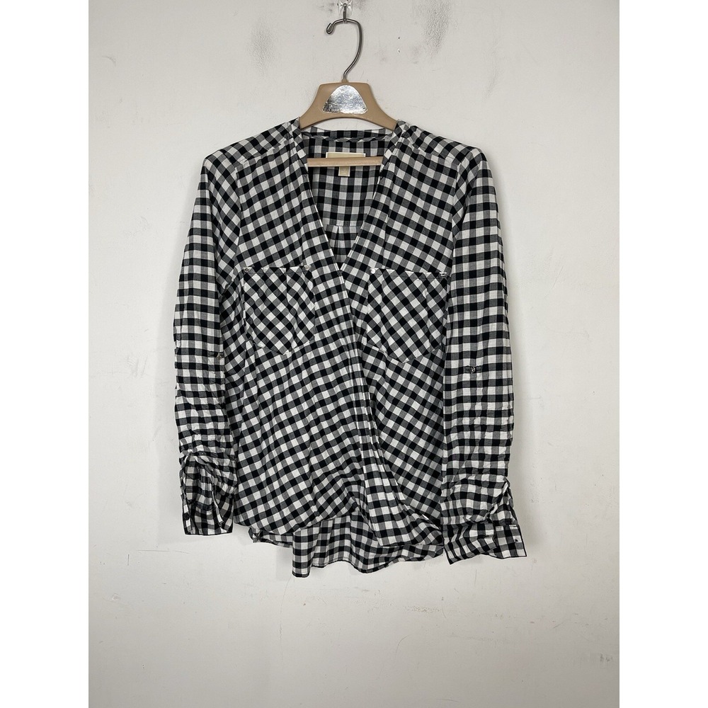 Michael Kors Womens Shirt 12 Gingham Plaid Buffalo Check Wrap Country Festival - Picture 2 of 9